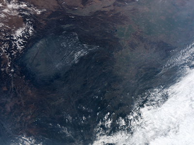 This is a true-color image centered over southern China. The next image showcases the OCI’s unique ability to bring out more scientific details. For example, this is a multi-layered cloud system... even though it looks "plain white" in this image. Credit: NASA