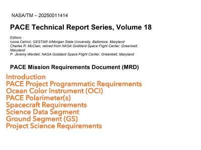 PACE Mission Requirements Document (MRD) PACE Mission Requirements Document (MRD)