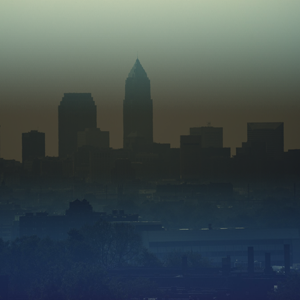 Cityscape in smog