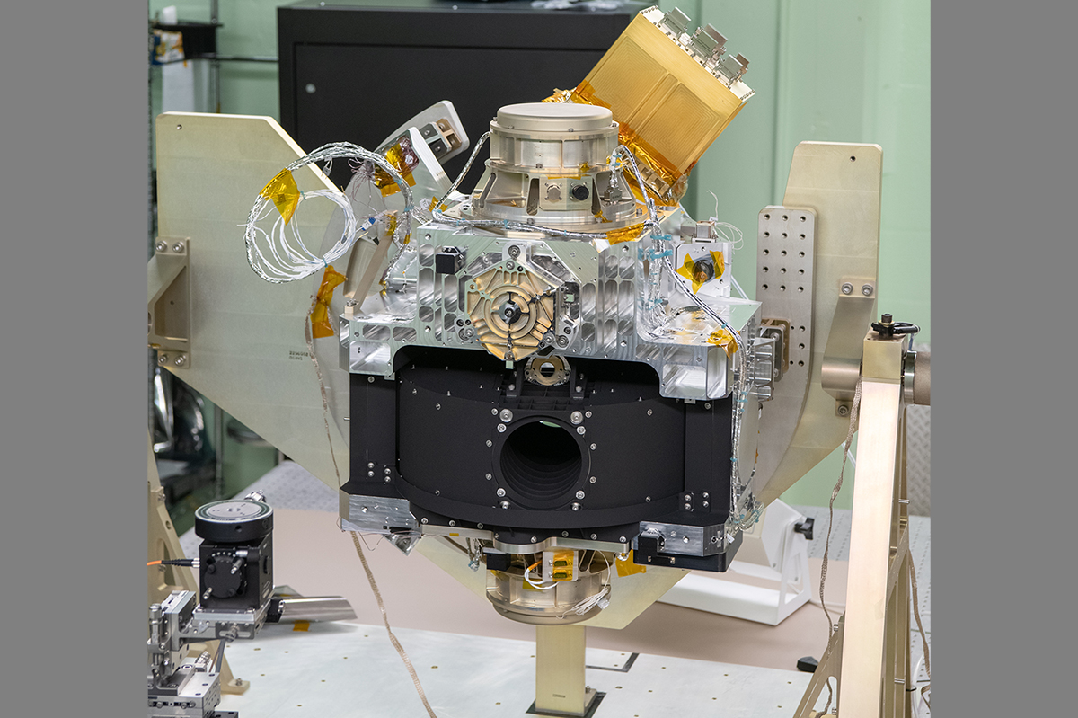 The OCI ETU OM (with Red-Channel FPA installed) oriented for optical testing.