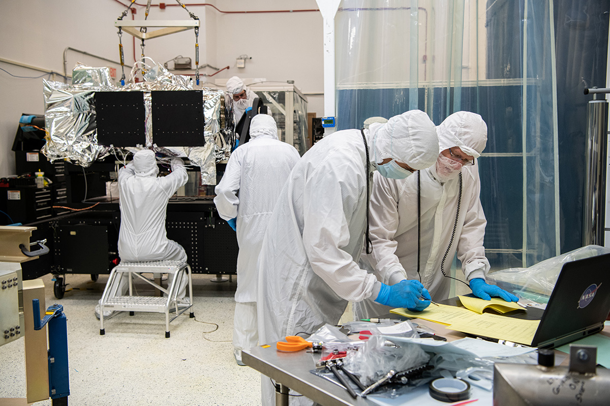 De-integrating the OCI ETU in preparation for lifting to the Thermal Vacuum (TVAC) Cart.