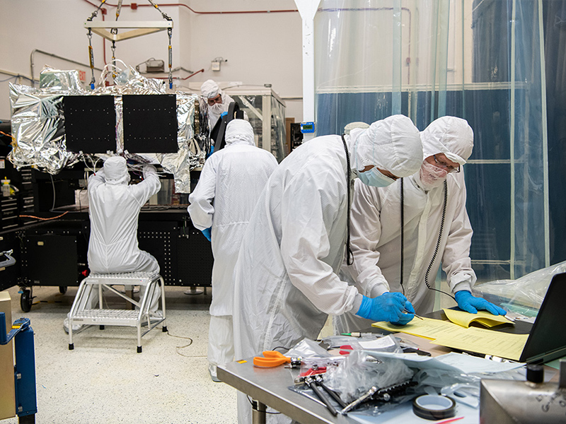 De-integrating the OCI ETU in preparation for lifting to the Thermal Vacuum (TVAC) Cart.