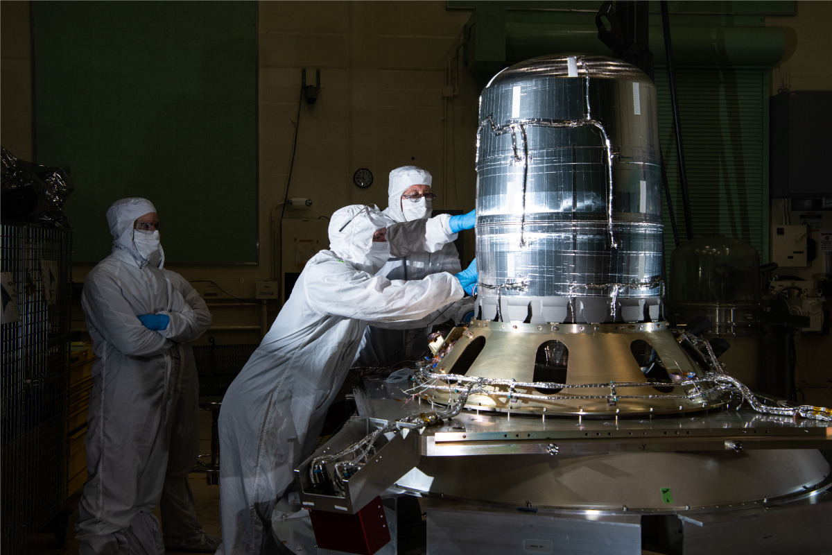 Installing the flight propellant tank into the frustum