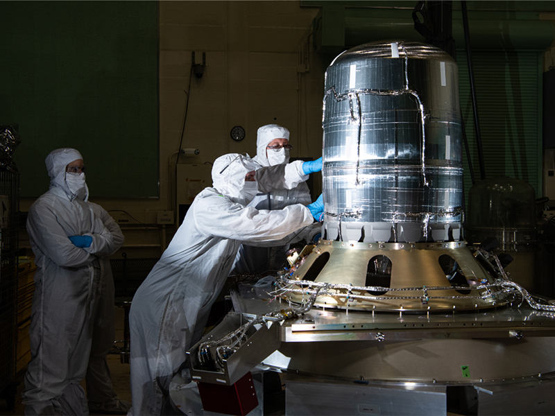 Installing the flight propellant tank into the frustum