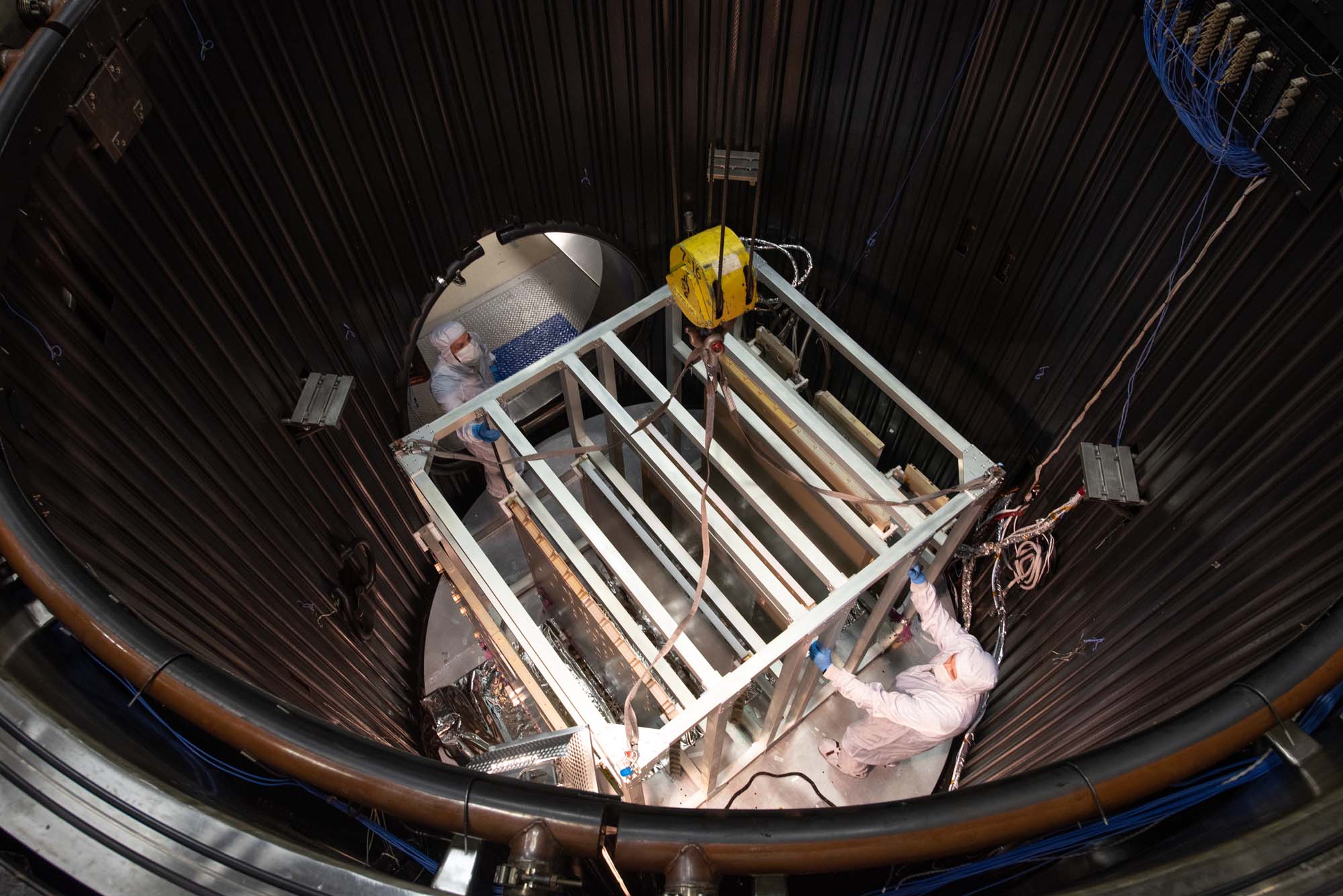 Lift fixture within thermal vacuum chamber.