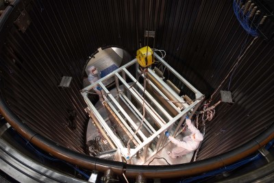 Lift fixture within thermal vacuum chamber. Credit: Seixal, John
