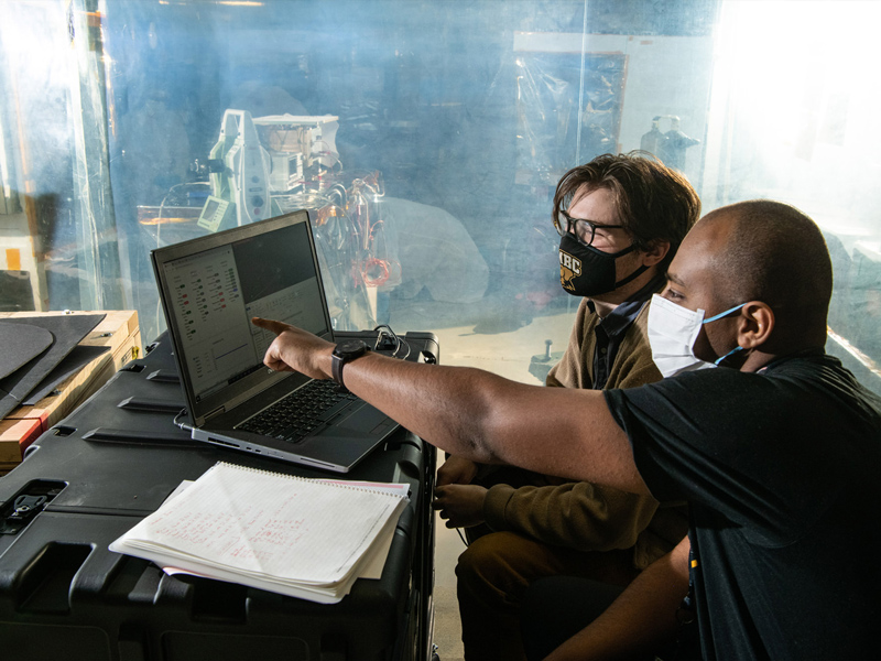 Reviewing data from the boresight alignment of HARP2 polarimeter. Credit: Henry, Dennis (Denny)
