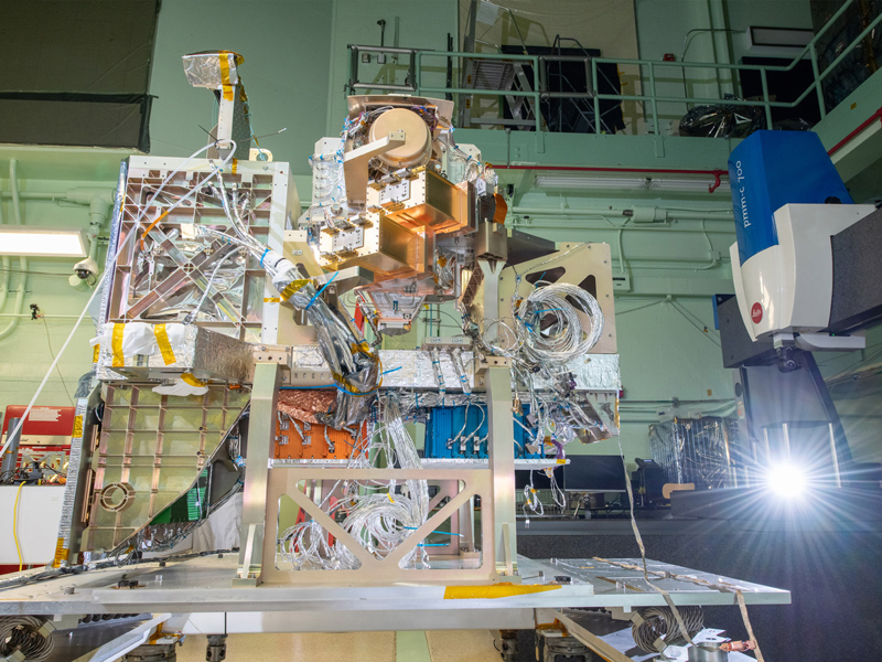 The Optical Module (OM) and the Flight Instrument Deck Structure (IDS) are integrated together, creating the Flight Ocean Color Instrument.