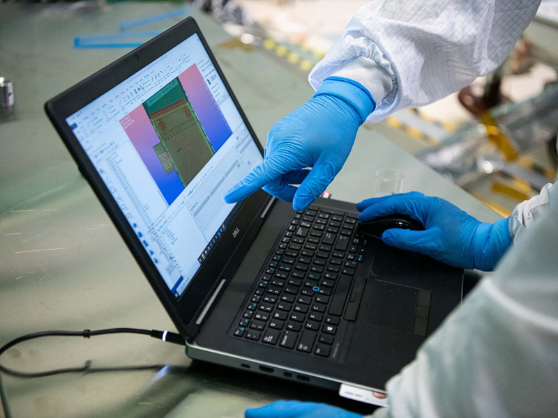 PACE spacecraft team checking alignment data.