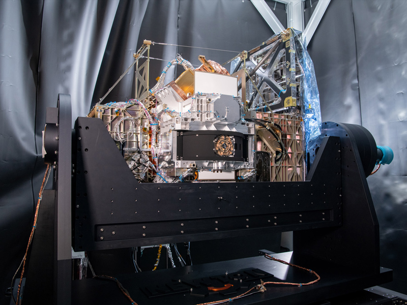 The Flight Ocean Color Instrument is installed onto the Ground Support Equipment Application for Tilt or Rotation (GAToR)  Credit: Stover, Desiree