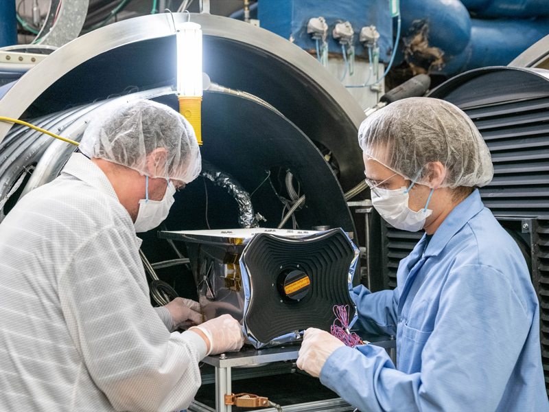 Transporting HARP2 polarimter to thermal vacuum chamber. Credit: Mellos, Katherine