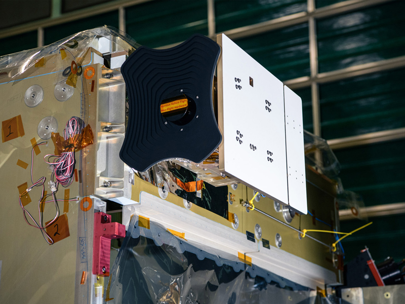 Install Flight HARP2 to PACE Spacecraft +Y Panel; Quick photos of HARP2 Mechanical Integration onto PACE Spacecraft. Credit: NASA