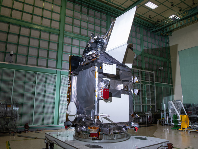 Glamour photo of PACE in the Spacecraft Checkout Area prior to shipment to Astrotech. Credit: NASA