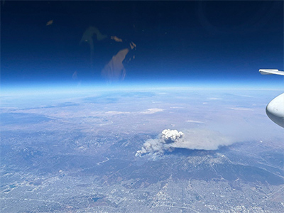 The Bridge fire in the San Gabriel mountains as seen from the NASA ER-2 on September 10, 2024.