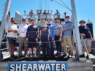 Crew, scientists, engineers and technicians of the NOAA R/V Shearwater, at dock in Santa Barbara, CA.