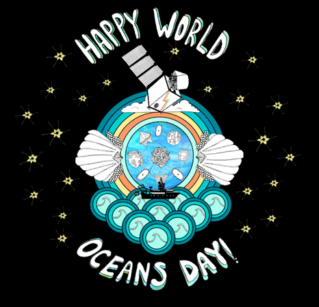 Happy World Oceans Day coloring page