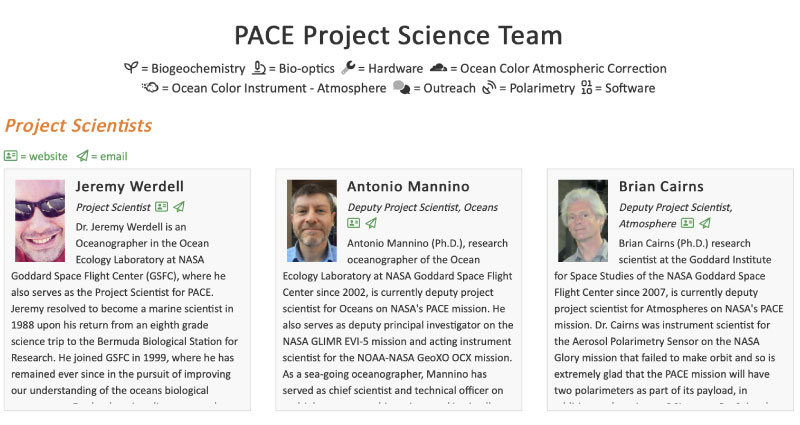 PACE project team screenshot