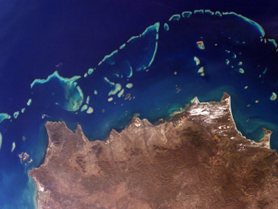 Part of Australia's Great Barrier Reef, one of many that will be studied during the CORAL field campaign. Credit: NASA