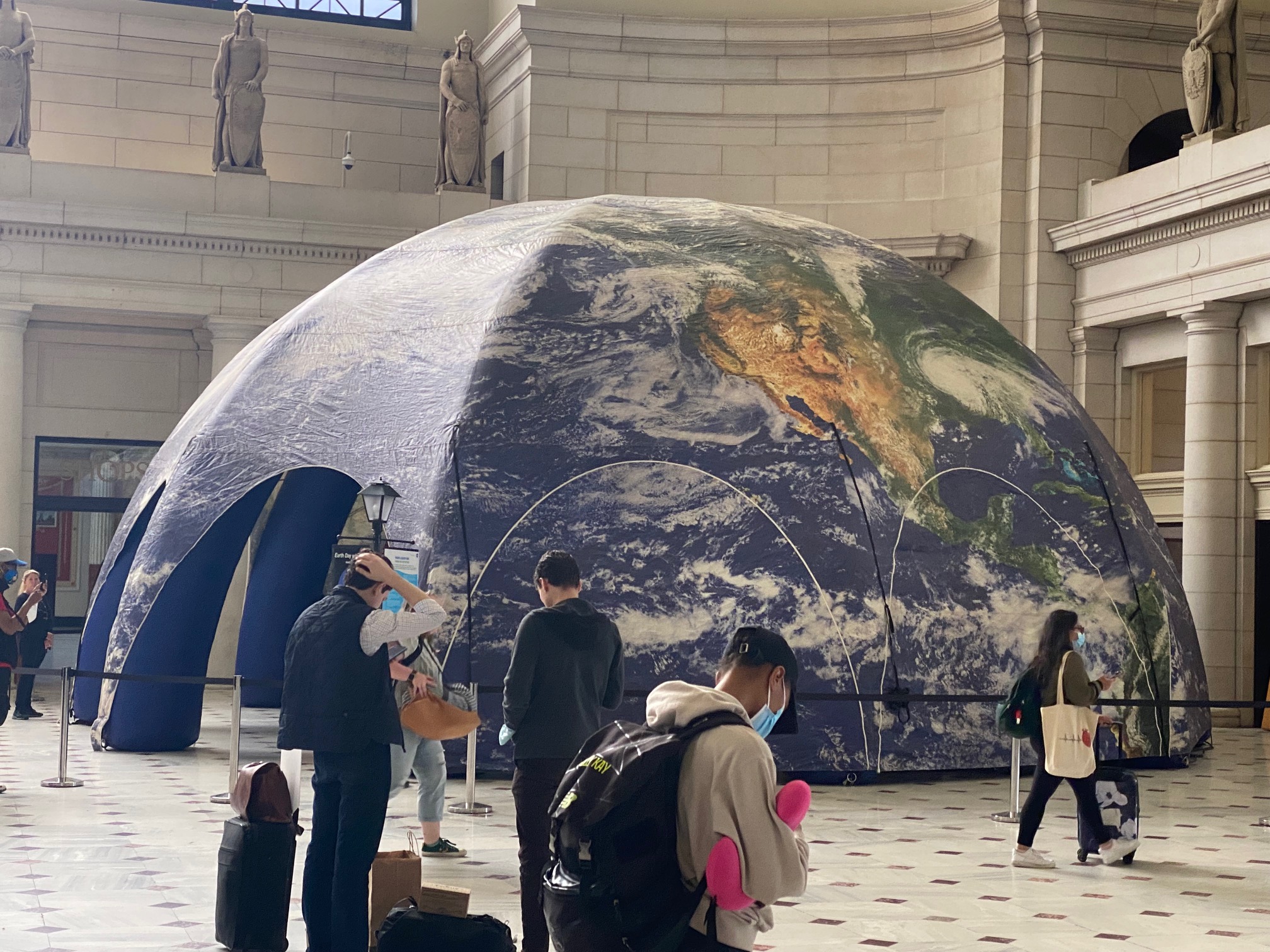 Attendees took in a look at a giant Earth.