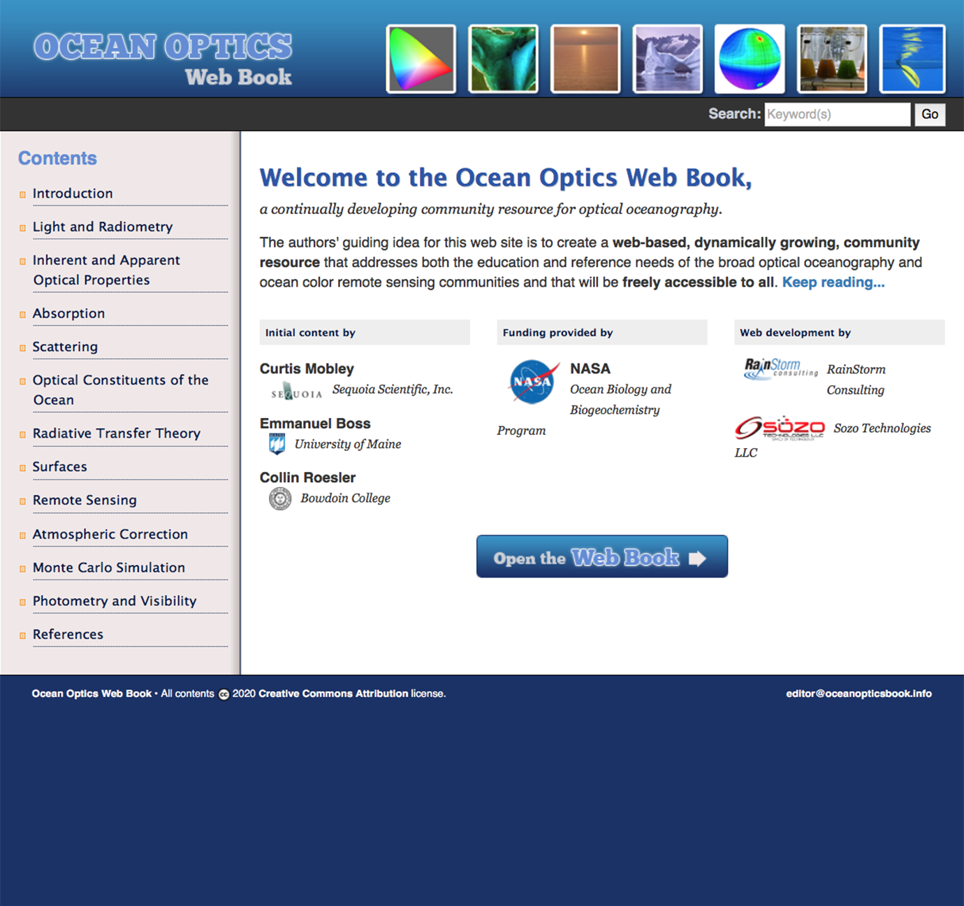 Screenshot of the Ocean Optics Web Book website