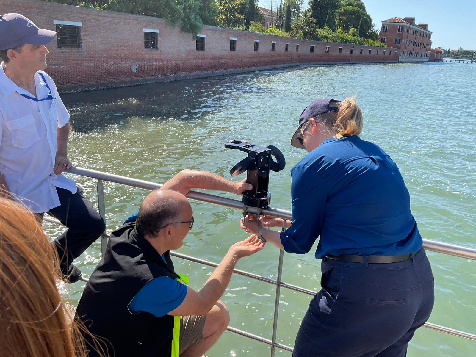 Above-water radiometry demonstrations were given on the island of San Servolo (Photo credit: Juan Ignacio Gossn)