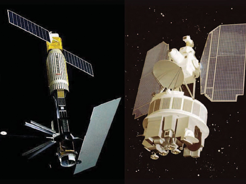 SeaSat (left) only operated for 110 days but served as a proof of concept for several types of ocean sensors, including those that monitor winds, currents, and sea level. Nimbus-7 (right) included the Coastal Zone Color Scanner (CZCS), which proved that ocean color could be measured from space.