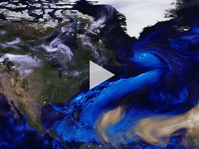 This visualization follows sea salt, dust, and smoke from July 31 to November 1, 2017, to reveal how these particles are transported across the map. This visualization is a result of combining NASA satellite data with mathematical models that describe the underlying physical processes.