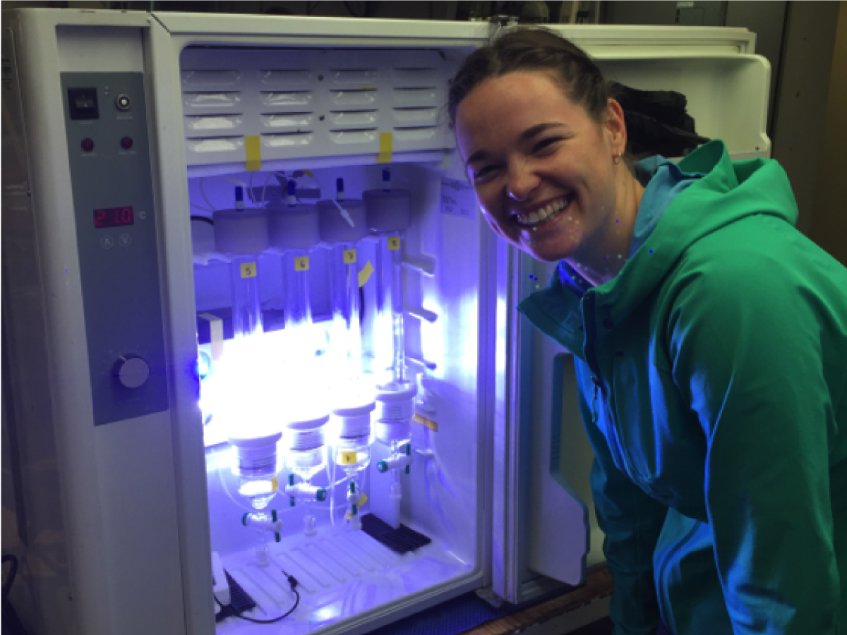 Cleo Davie-Martin (OSU) measures volatile organic compounds emitted by phytoplankton