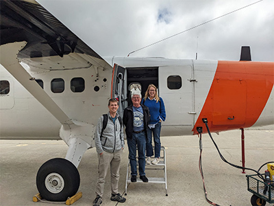 Members of the LARGE team from NASA LaRC: Michael Shook, Eddie Winstead and Francesca Gallo boarding the NPS CIRPAS Twin Otter at Marina Airport.