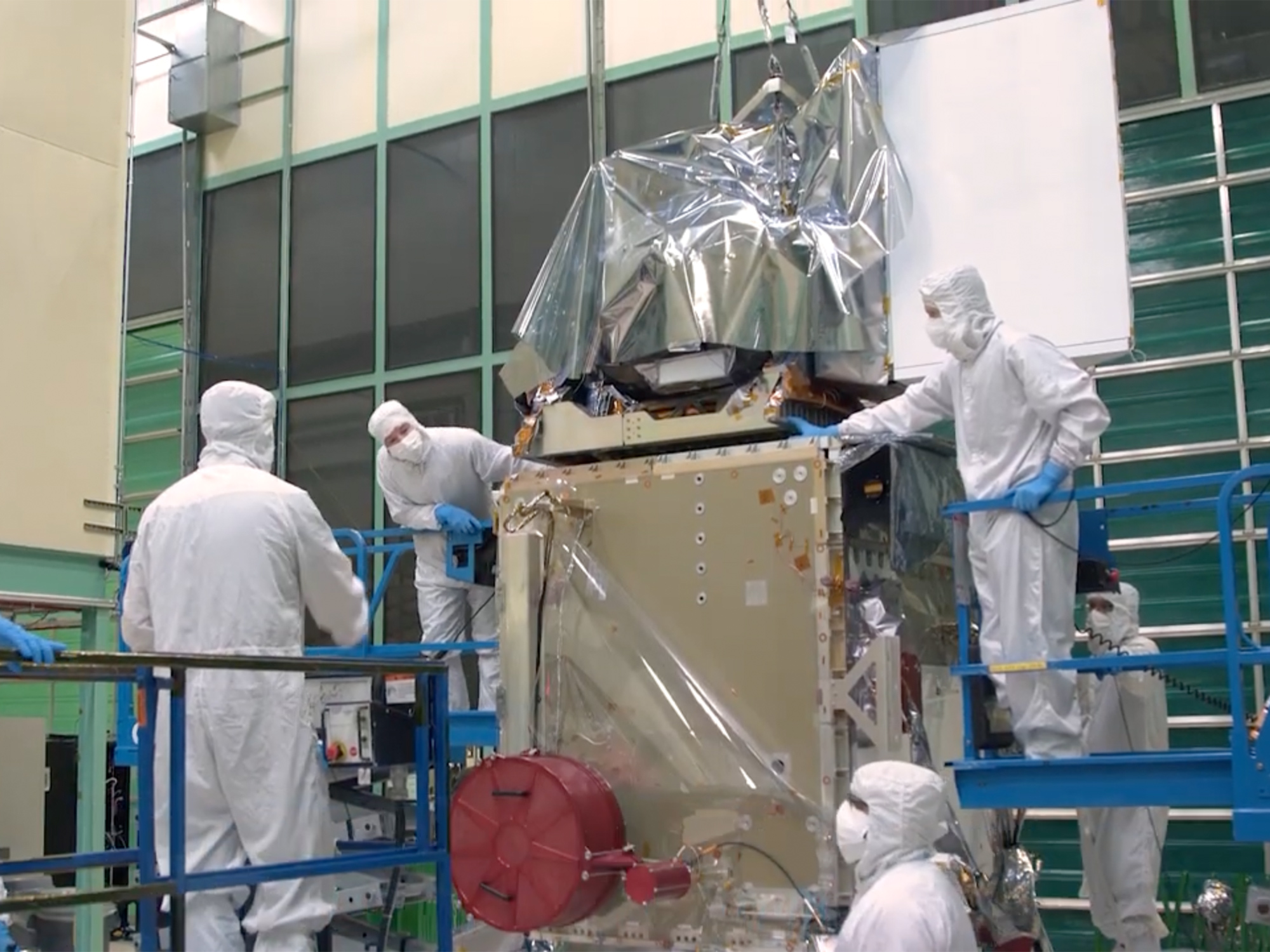 PACE's OCI instrument is integrated into the PACE spacecraft.