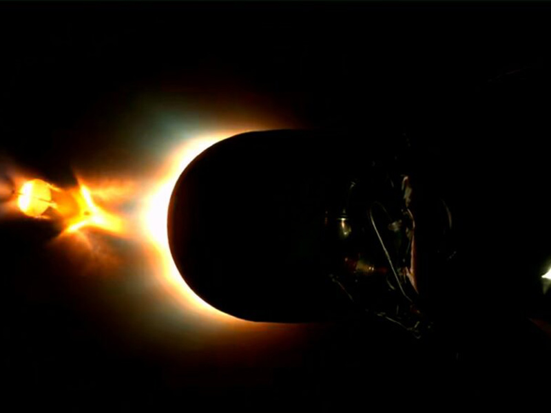 The second stage carrying NASA’s PACE spacecraft continues on its journey to sun-synchronous orbit after main engine cutoff. Credit: SpaceX