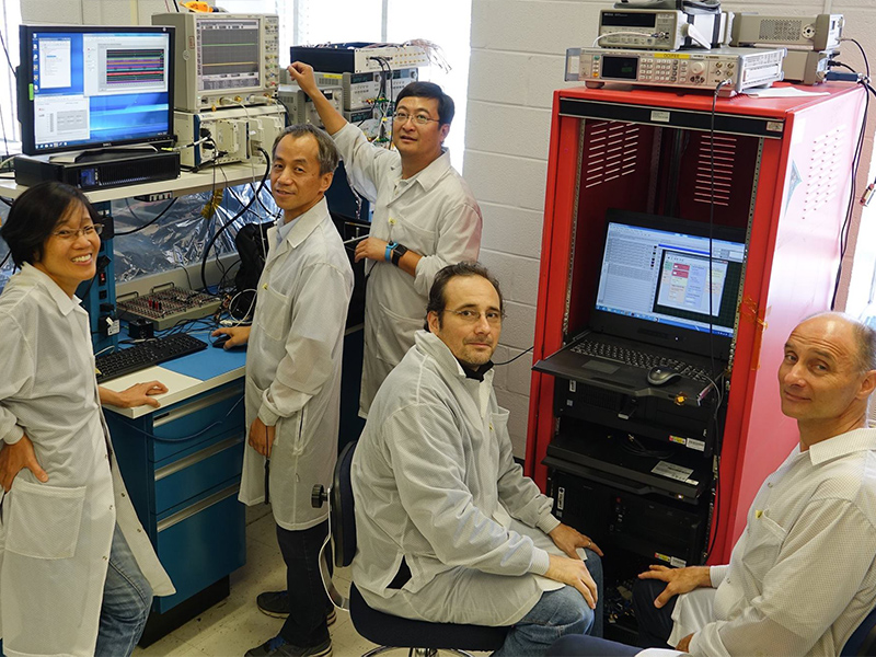 PACE Project engineers at Goddard Space Flight Center work on the Focal Plane Assemblies for the main instrument and test an early development unit of the combined detector and front-end electronics. Credit: Ulrik Gliese (NASA GSFC)