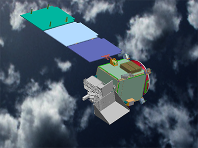The PACE Observatory from above, with solar panels deployed. Credit: NASA GSFC