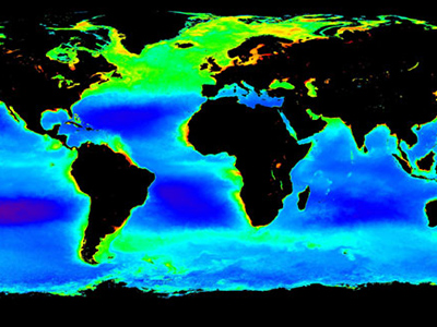 The team will use the data collected on this investigation to ground-truth satellite observations of ocean color (seen here in this composite image of average chlorophyll concentrations in Spring, 1998 to 2004. Credit: NASA