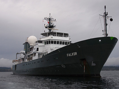 Scientists from NASA Goddard Space Flight Center (GSFC) will collect data in collaboration with the Schmidt Ocean Institute (SOI) on a month-long cruise in the Pacific aboard the R/V <em>Falkor</em>. Credit: SOI