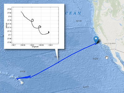 A plot of the Wirewalker’s track as it drifted freely for three days