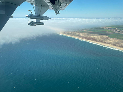 A view of the Monterey Bay coast from the Twin Otter shortly after takeoff for Science Flight #12.
